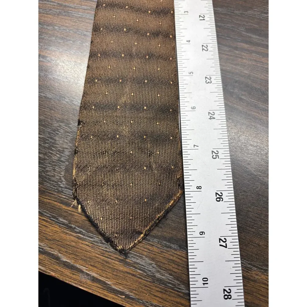 Vintage Brummel Neck Tie Brown Dotted Silk Textured 70s Classic Block & Kuhl Co